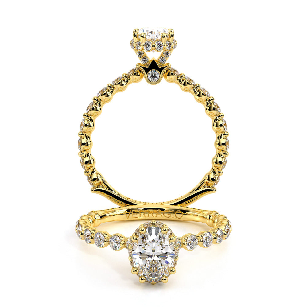 Verragio Renaissance 14k Yellow Gold Oval Diamond Engagement Ring Featuring a Stunning Stardust Halo and 40 Round Diamonds