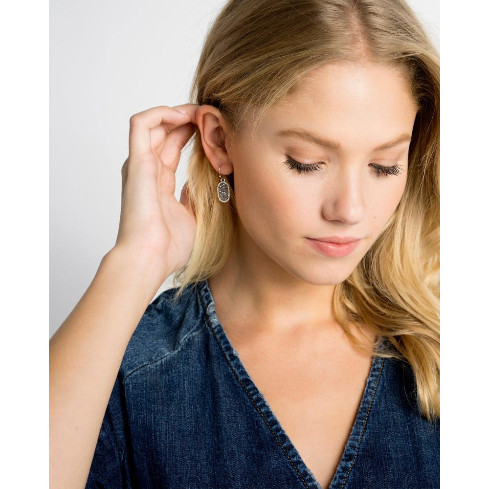 Kendra Scott Platinum Drusy Lee Drop Style Fashion Earrings for Everyday Wear