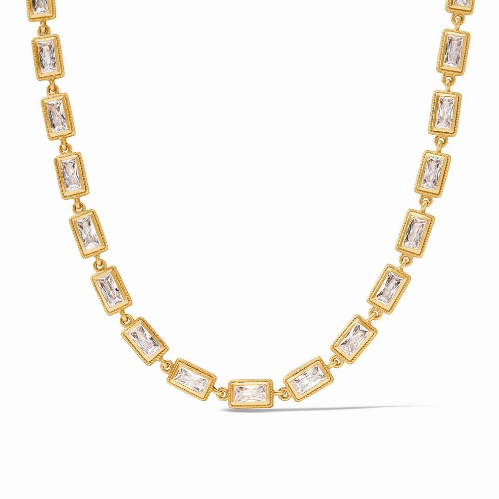 Julie Vos Adjustable Baguette Tennis Necklace with 24K Gold Plate