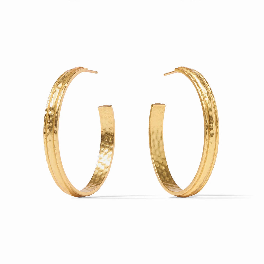 Julie Vos Hand - Hammered 24K Gold Plated Madison Hoop Earrings in Three Sizes