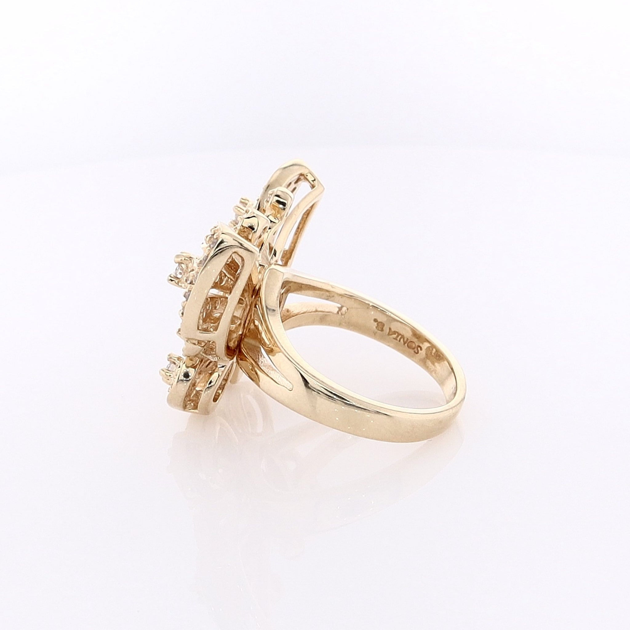 Exquisite Estate 14 Karat Yellow Gold Diamond-Embedded Butterfly-Shaped Ring for Women