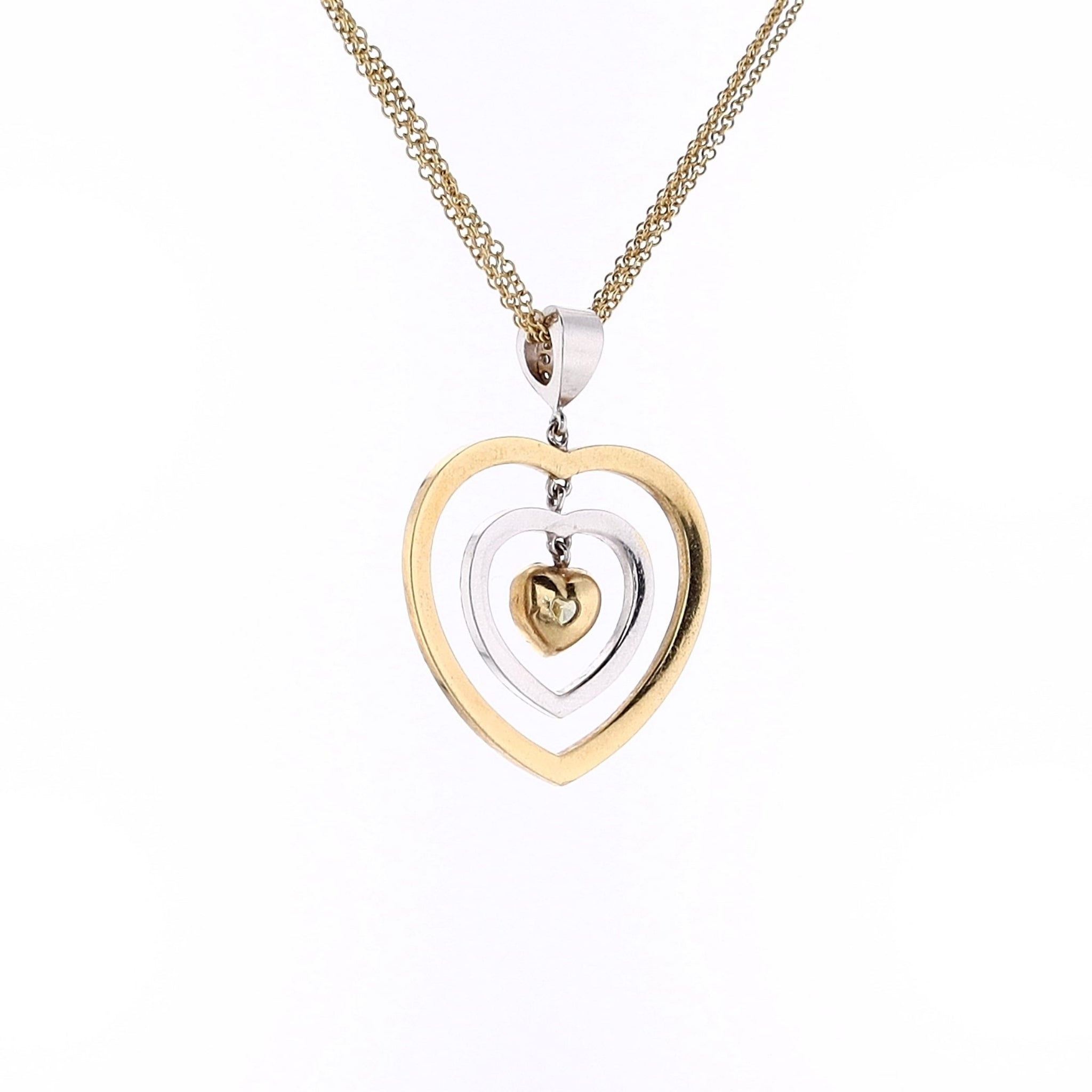 Exquisite 18 Karat Two-Tone Gold Heart Shaped Diamond Pendant Necklace for Women