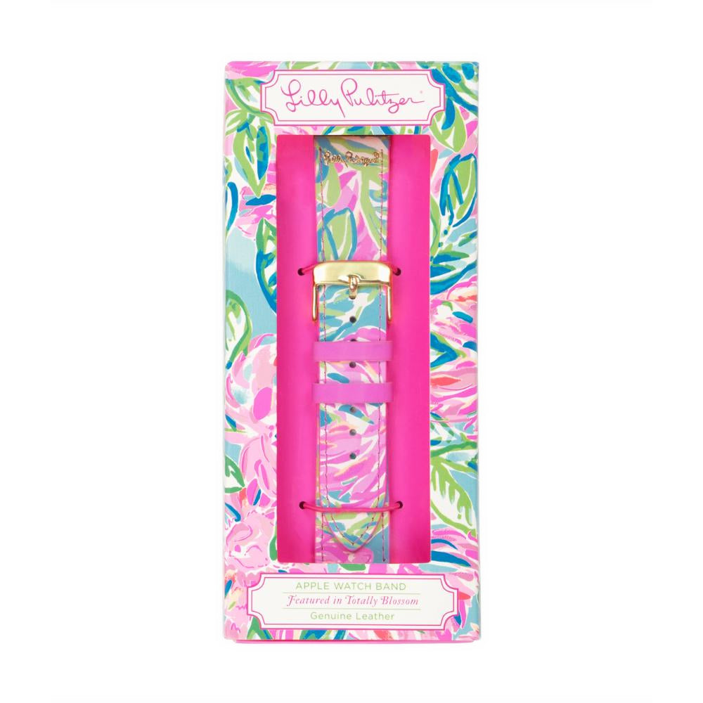 Lilly Pulitzer Colorful Printed Leather Apple Watch Band with Gold Hardware