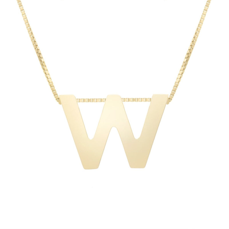 14K Gold Block Letter Initial Fashion Necklace - Available in ALL LETTERS