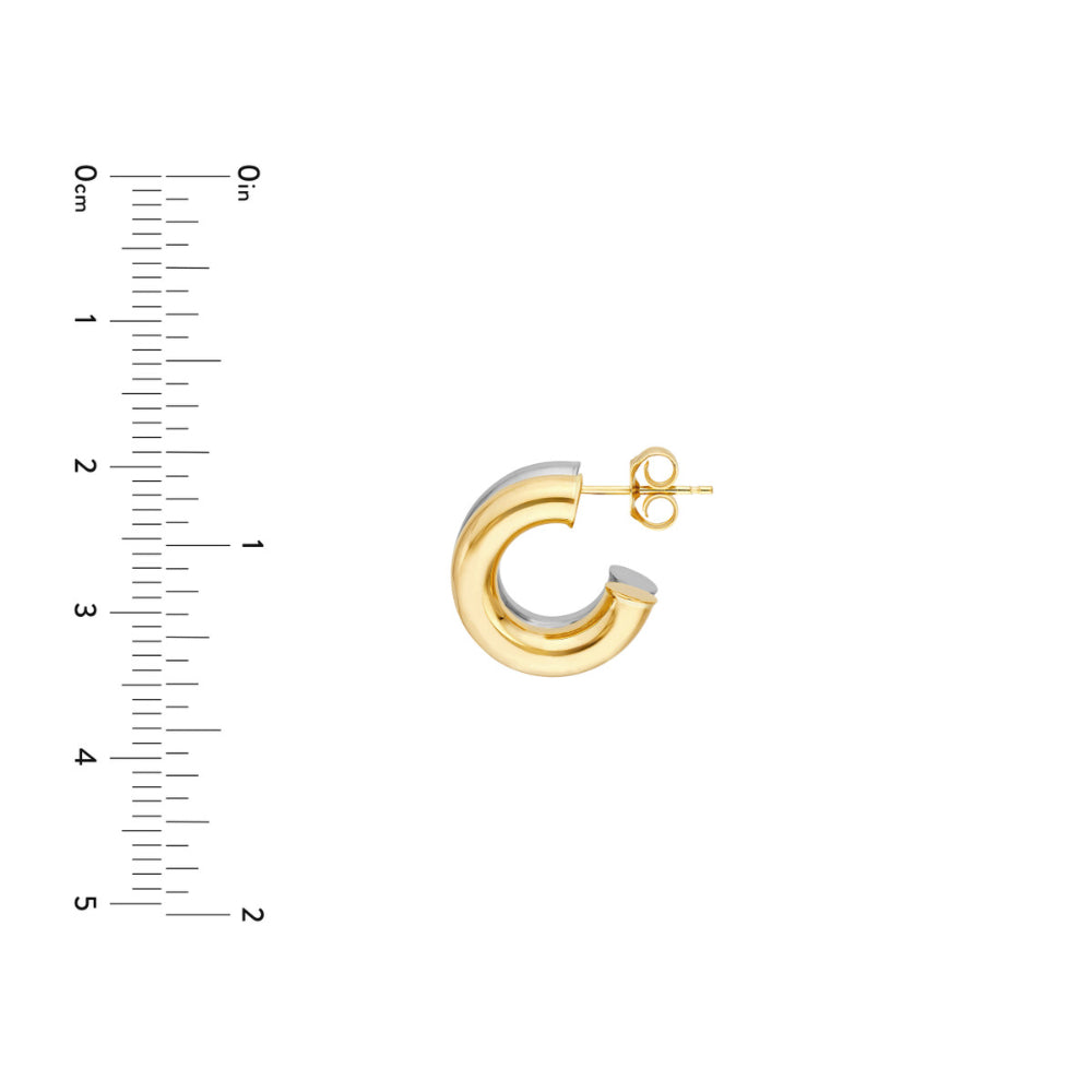 Stunning 14k Gold Two-Tone Double Open Hoop Earrings