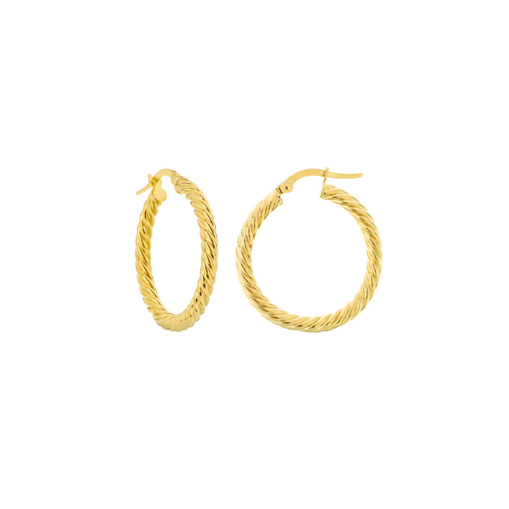 14k Yellow Gold Delicately Twisted Lightweight Hoop Earrings