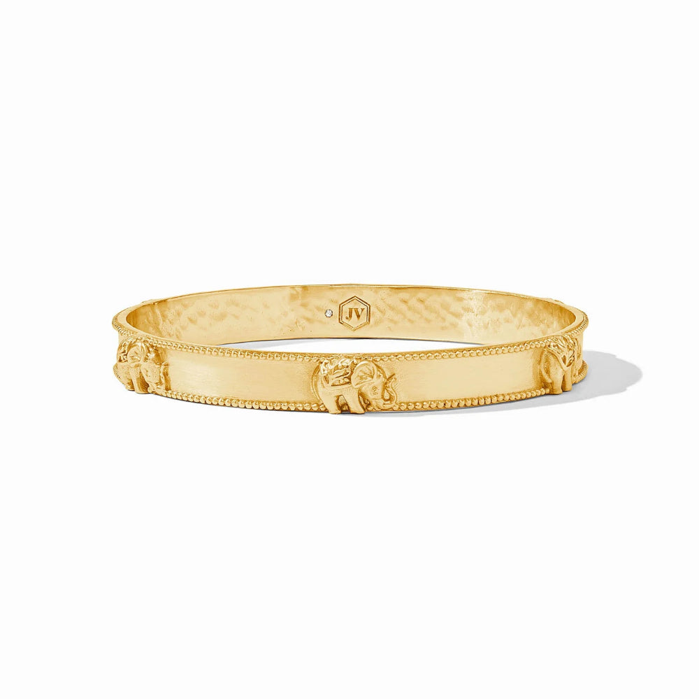 Julie Vos Exquisite Elephant Design Gold Plated Bangle Jewelry