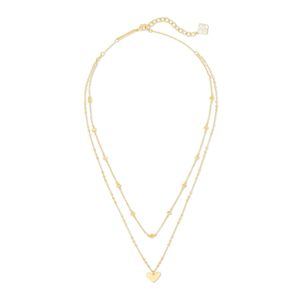 Kendra Scott Gold Plated Ari Heart Design Multi - Strand Necklace for Layered Styling