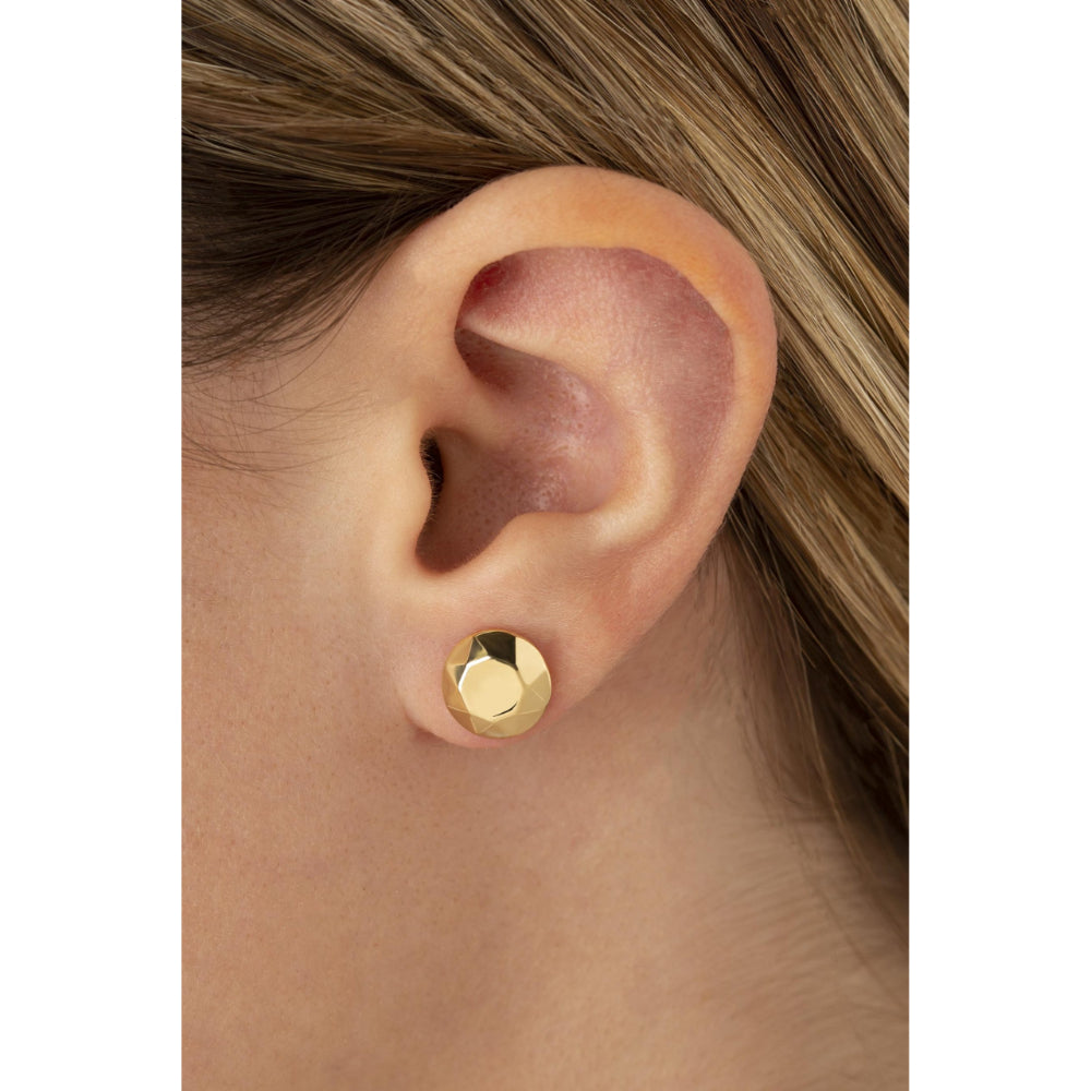 Gorgeous 14k Gold Faceted Button Stud Earrings for Everyday Elegance