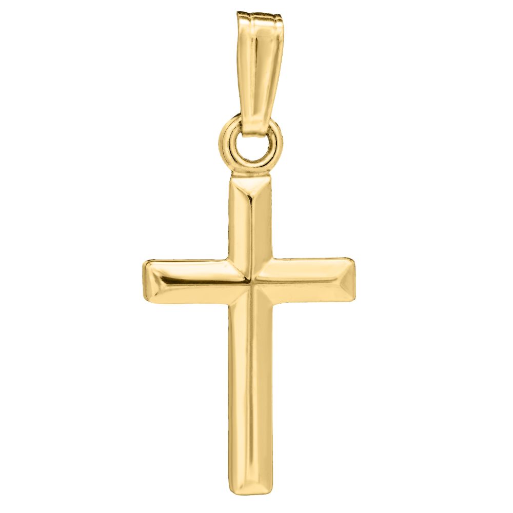 14k Yellow Gold Children's Cross Pendant Necklace with Eye - catching Details