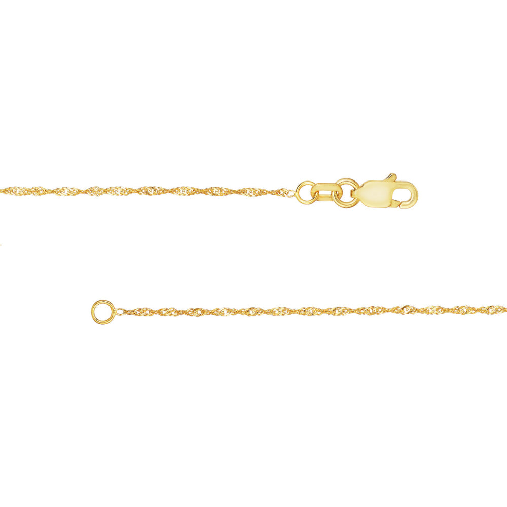 14k Gold, 1.15mm Lightweight Singapore Chain with Twist Elements
