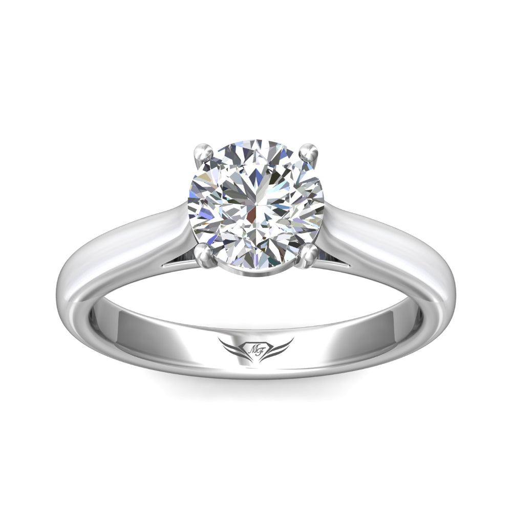 14k White Gold Martin Flyer Round Diamond Solitaire Engagement Ring