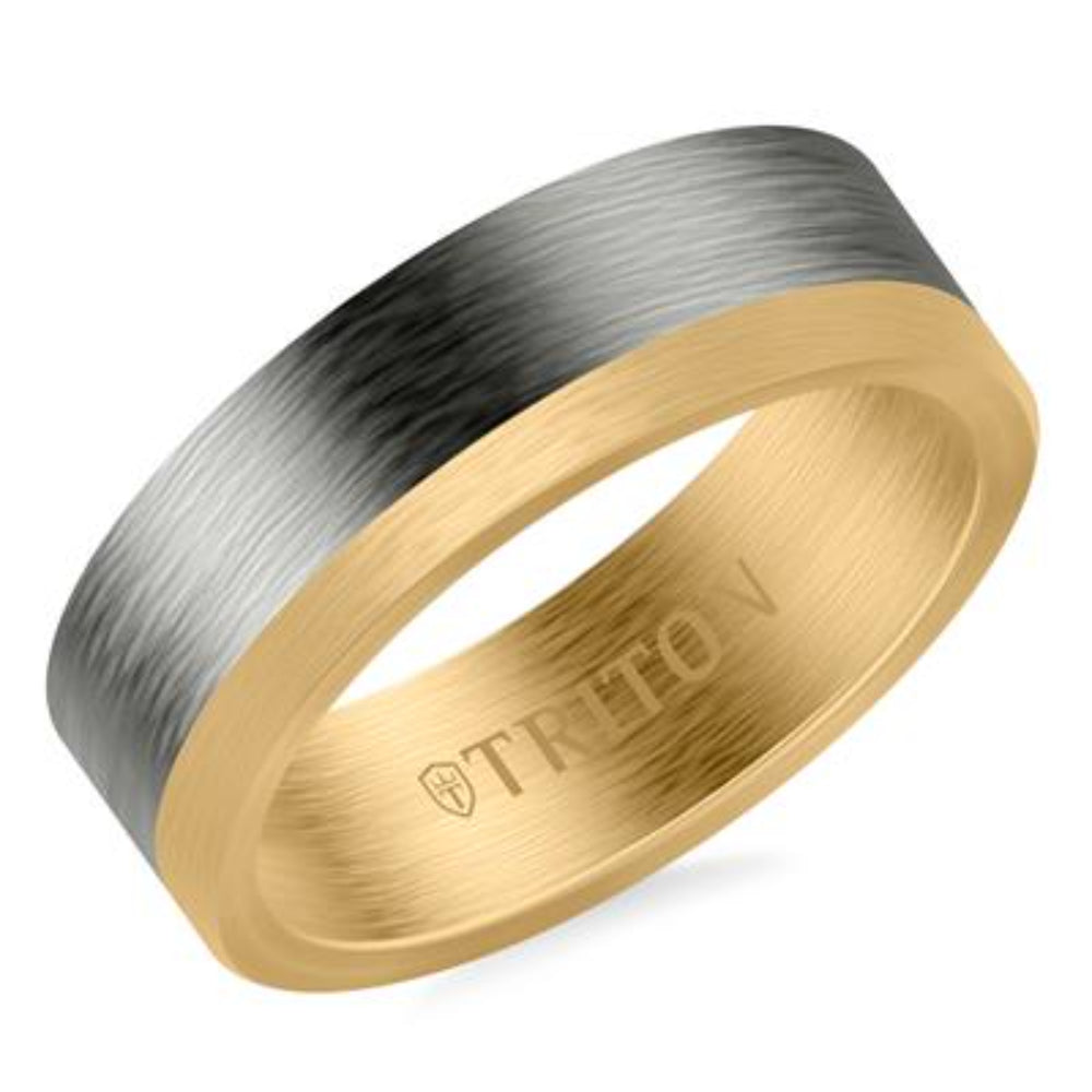 Men's Elegant Tantalum and 14k Gold Wedding Ring Band for Special Occasions
