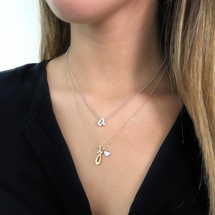 14k Yellow Gold Alex Woo Little Autograph Letter Pendant for Signature Style Jewelry