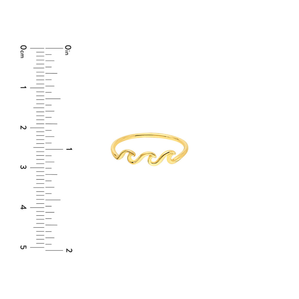 Exquisite 14k Gold Triple Wave Design Ring for Women's Jewelry Collection