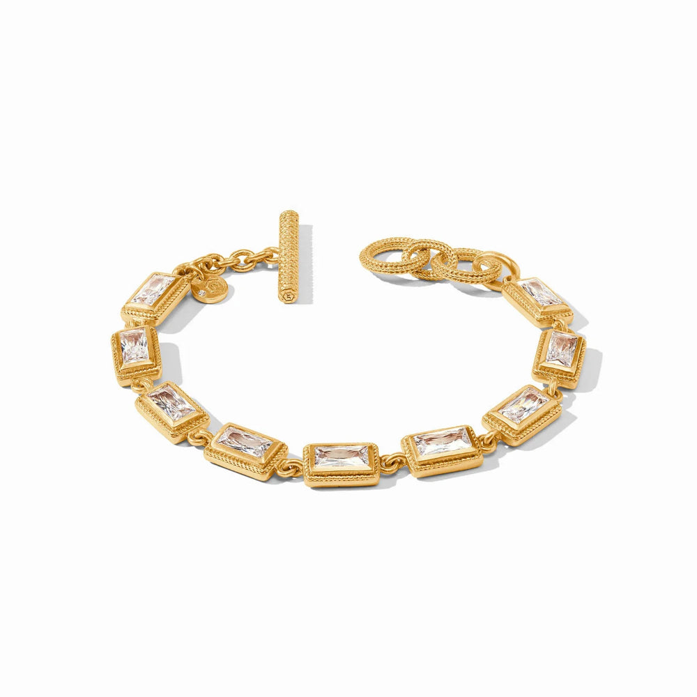 Julie Vos Baguette-style Tennis Bracelet for Women with Twisted Golden Wire Embellishments
