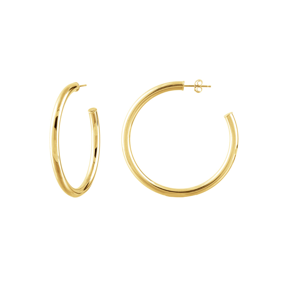 Gorgeous 14k Yellow Gold Polished Hoop Post Earrings for Trendy Look