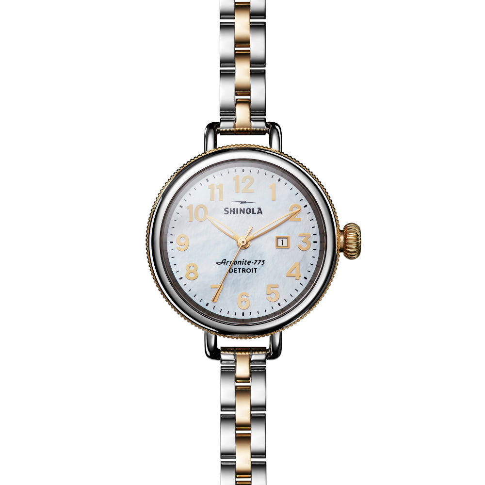 Shinola 34mm Two-Tone Quartz The Birdy Watch with Stylish Design