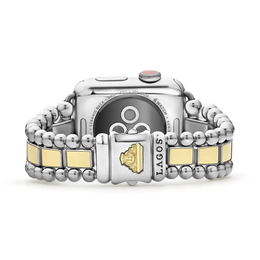 Lagos Luxury Smart Caviar 18k Gold-Plated and Stainless Steel Wristwatch Bracelet for Apple Watch, Sizes Ranging from 38mm to 45mm