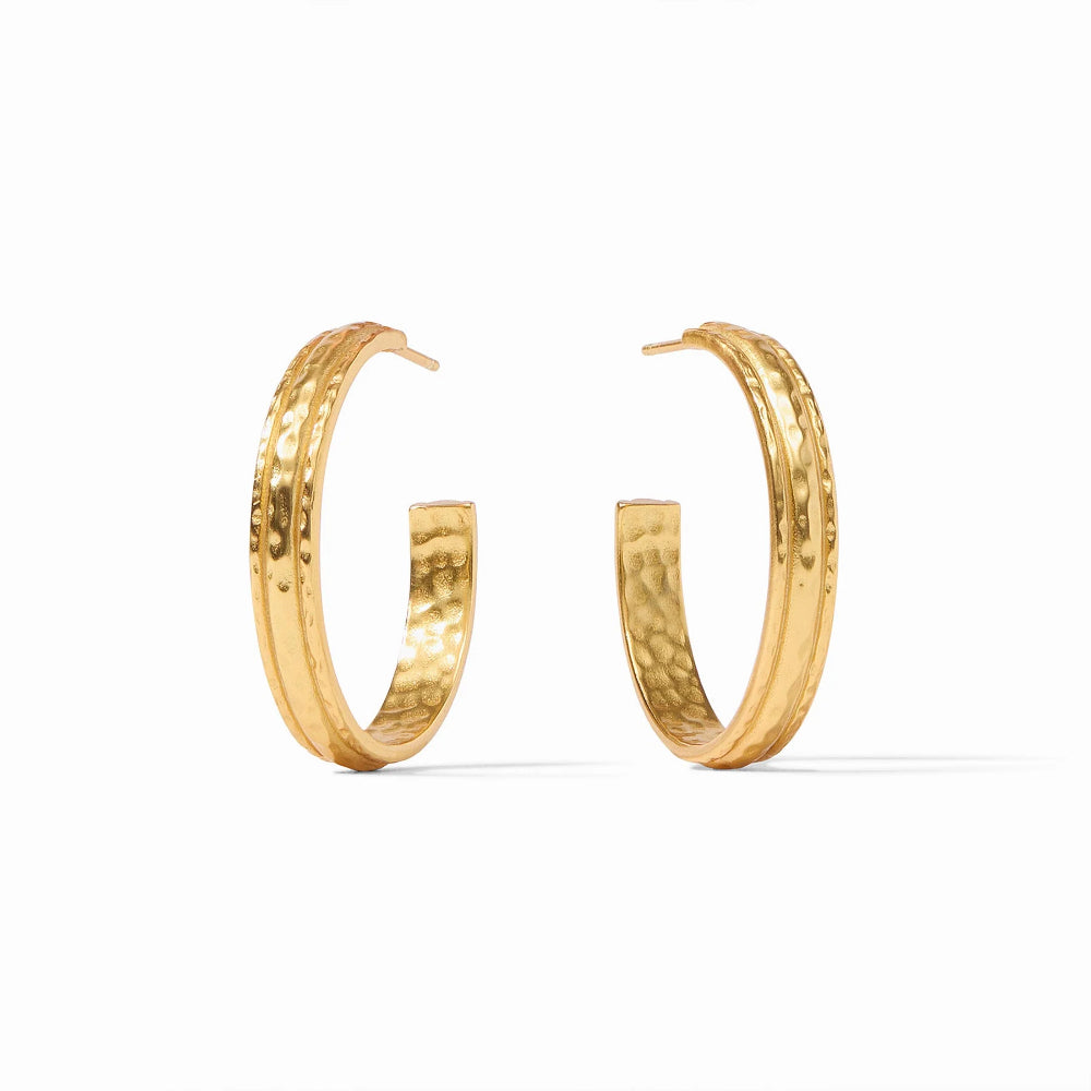 Julie Vos Hand - Hammered 24K Gold Plated Madison Hoop Earrings in Three Sizes