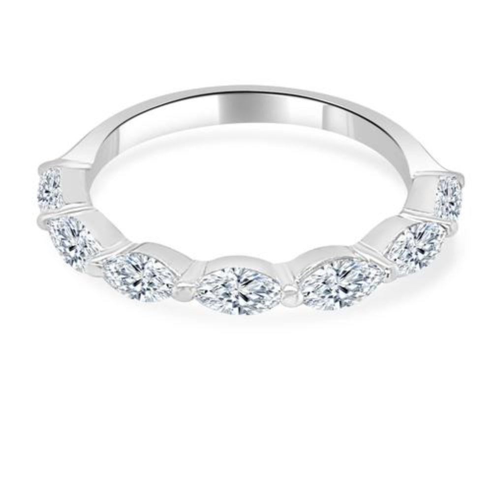 Stunning 14k White Gold 7-Stone Marquise Diamond Wedding Ring