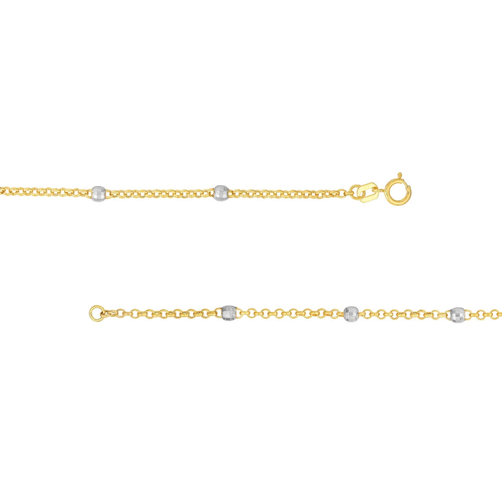 14k Gold Two - Tone Disco - Style Beaded Chain Necklace for Fashion Lovers