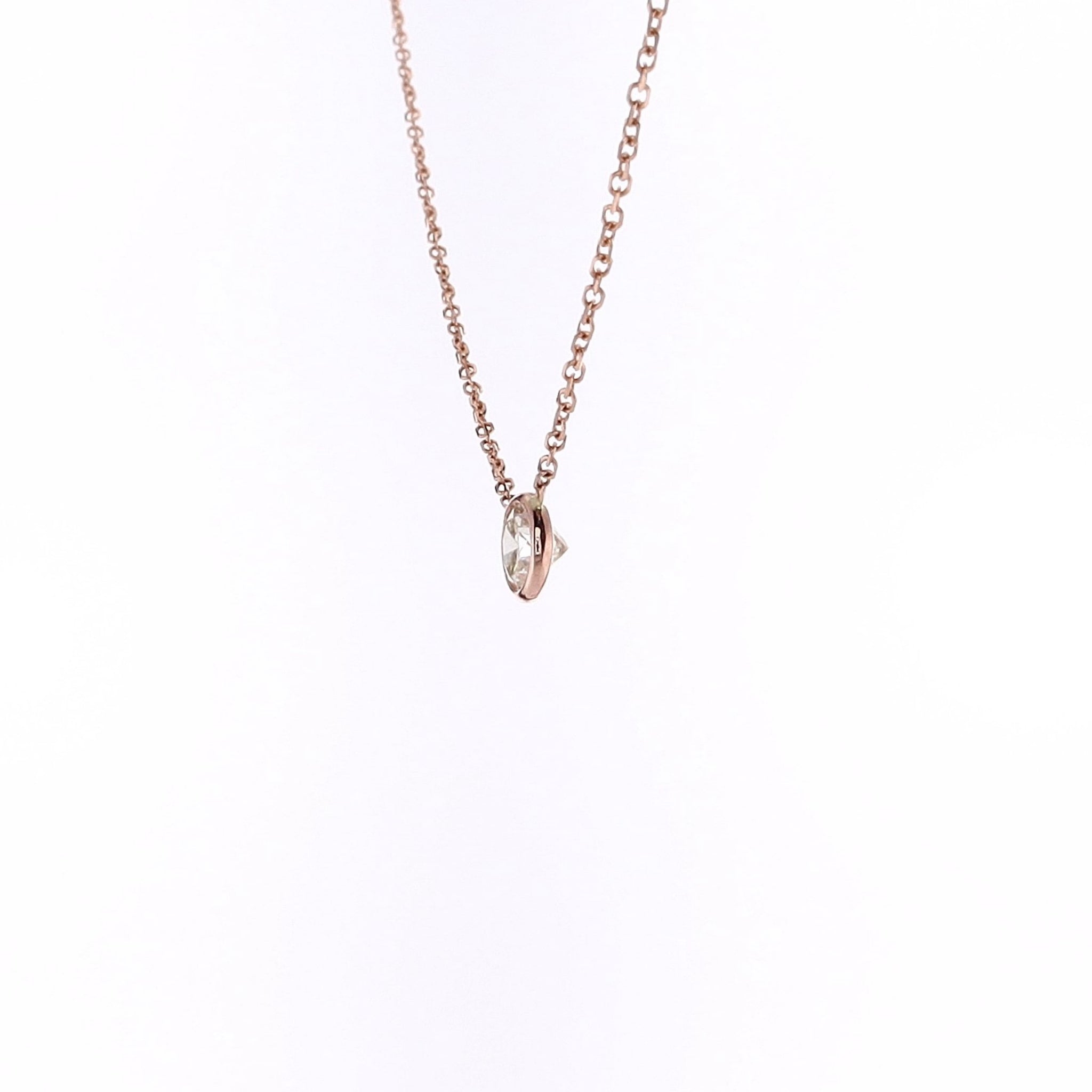 Exquisite Estate 14 Karat Rose Gold Single Diamond Solitaire Pendant Necklace for Jewelry Lovers