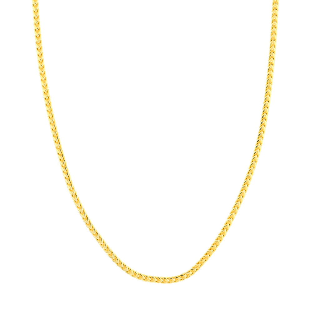 14k Yellow Gold 3mm Wide Round Franco Chain, 22 Inches Long