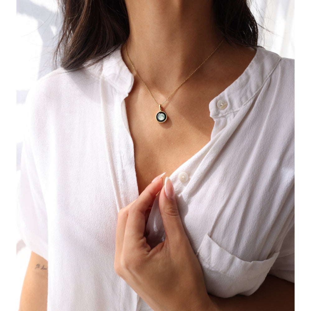 Stunning Gold Moonglow Sky Light Moon Phase Jewelry Necklace