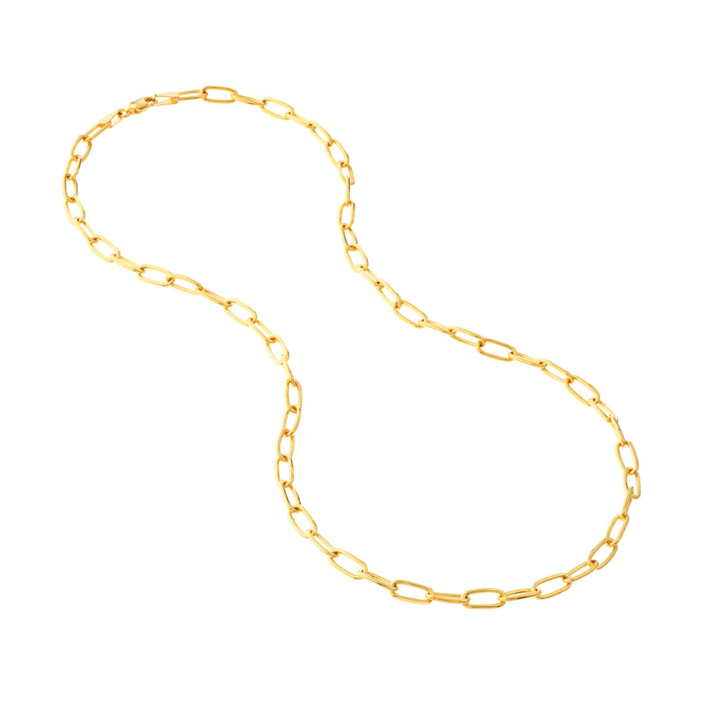 14k Yellow Gold Paper Clip Link Bracelet, 7.5 Inches Long
