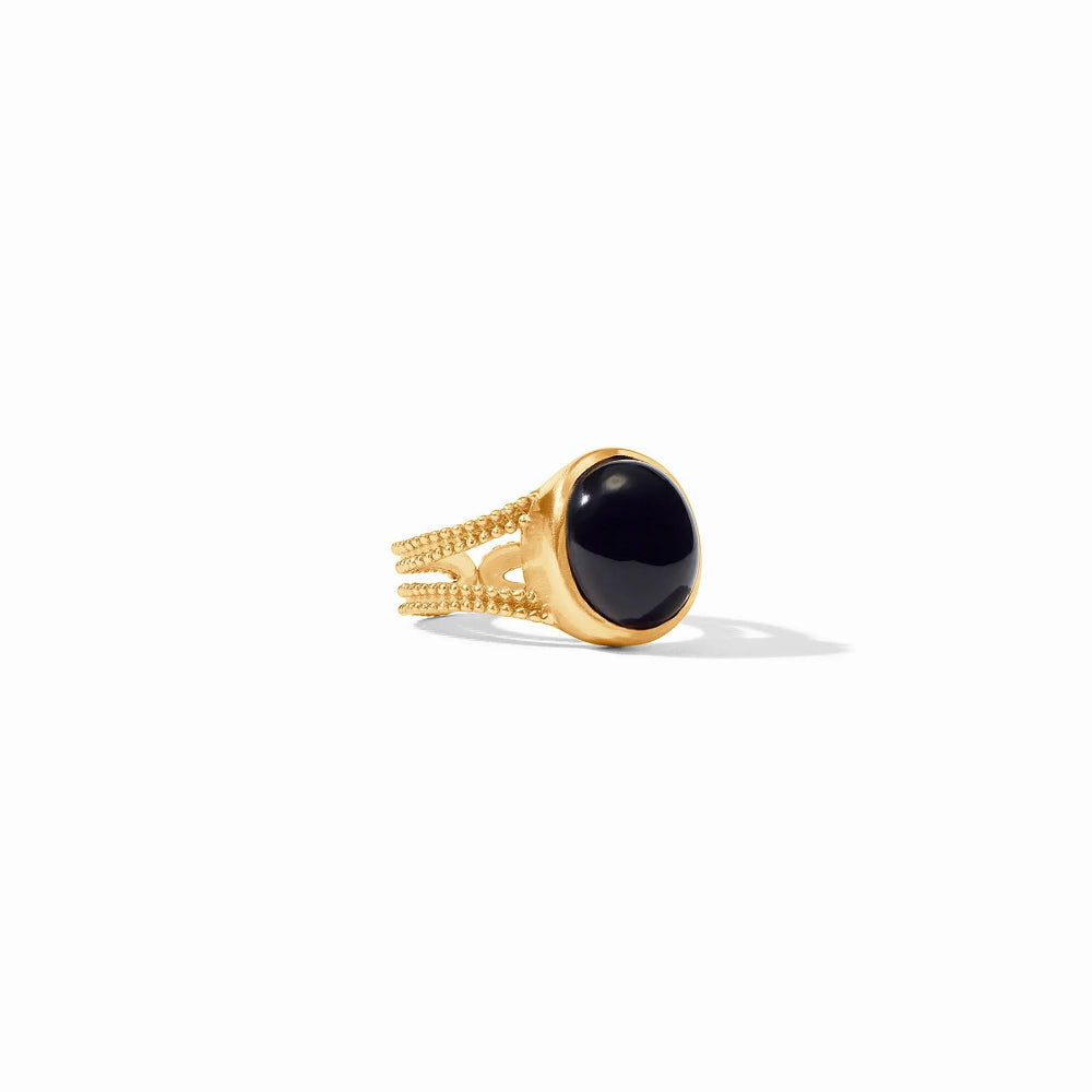 Exquisite Julie Vos Adjustable Cabochon Ring in 24K Gold Plate