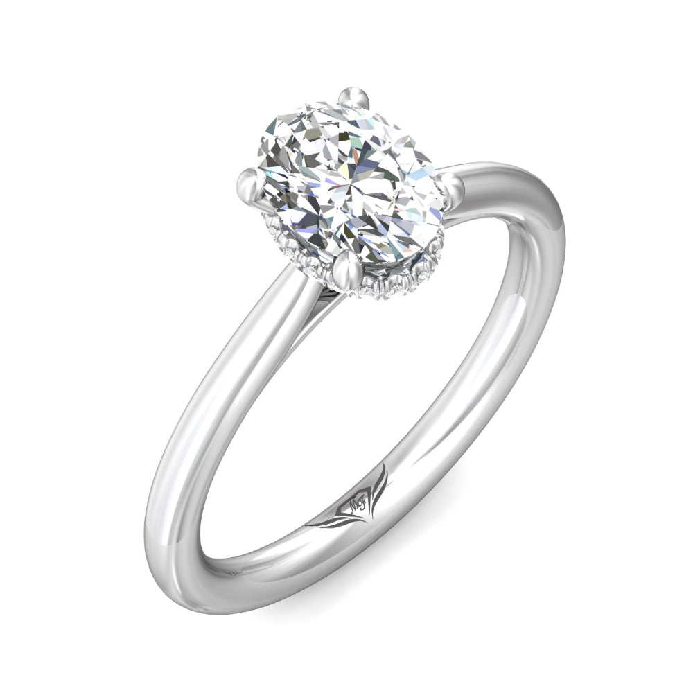 14k Oval Solitaire Engagement Ring with Hidden Halo by Martin Flyer