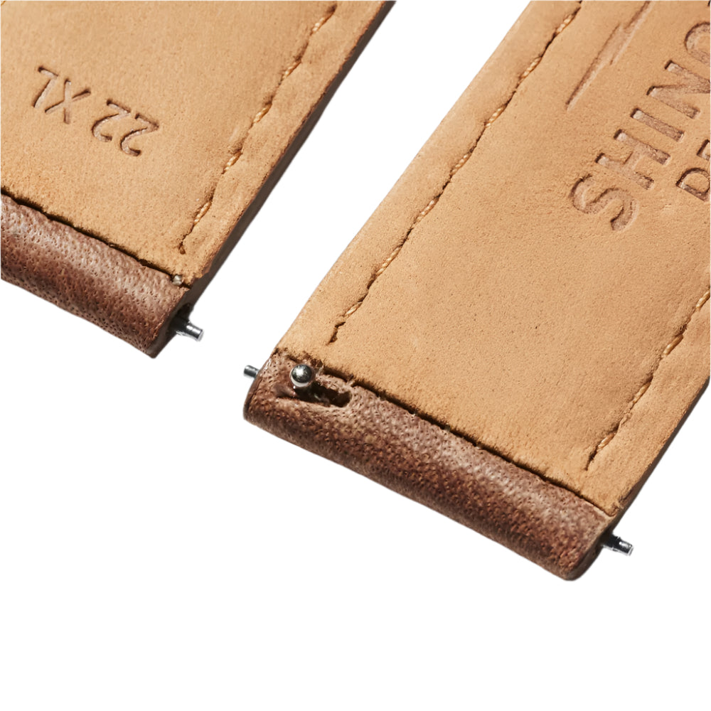 Shinola 22mm British Tan Leather Watch Strap, Measuring 140mm x 100mm for Extra Long Fit