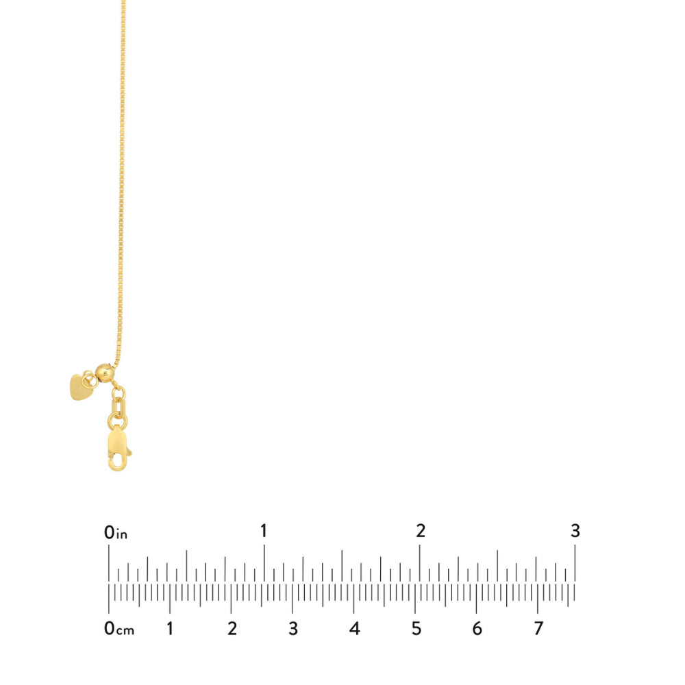 Adjustable 14k Gold Box Chain with Smooth Silicone Slider Bead