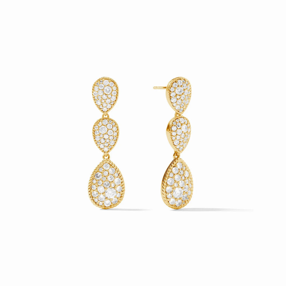 Julie Vos 24K Gold Plated CZ Luna Teardrop Tier Earrings for Pierced Ears