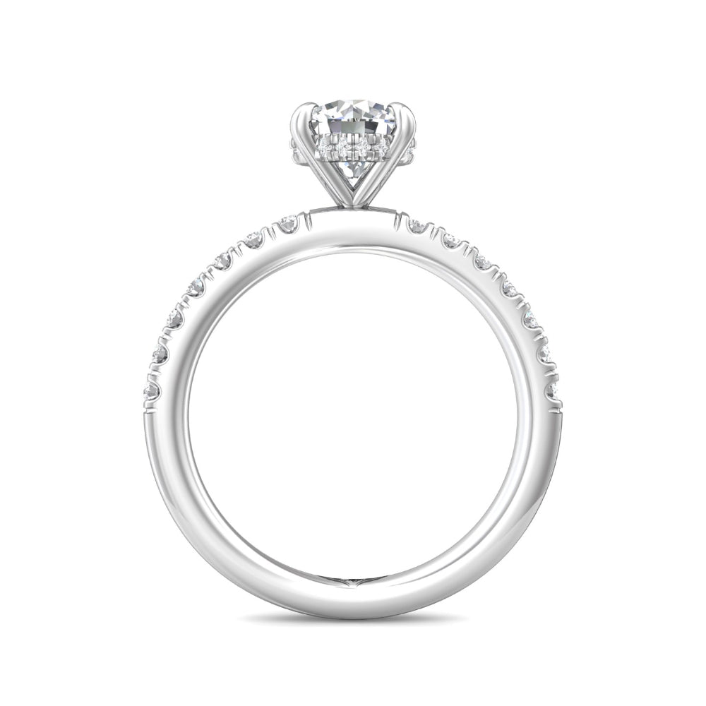 14k White Gold Round Diamond Martin Flyer Engagement Ring for a Romantic Proposal