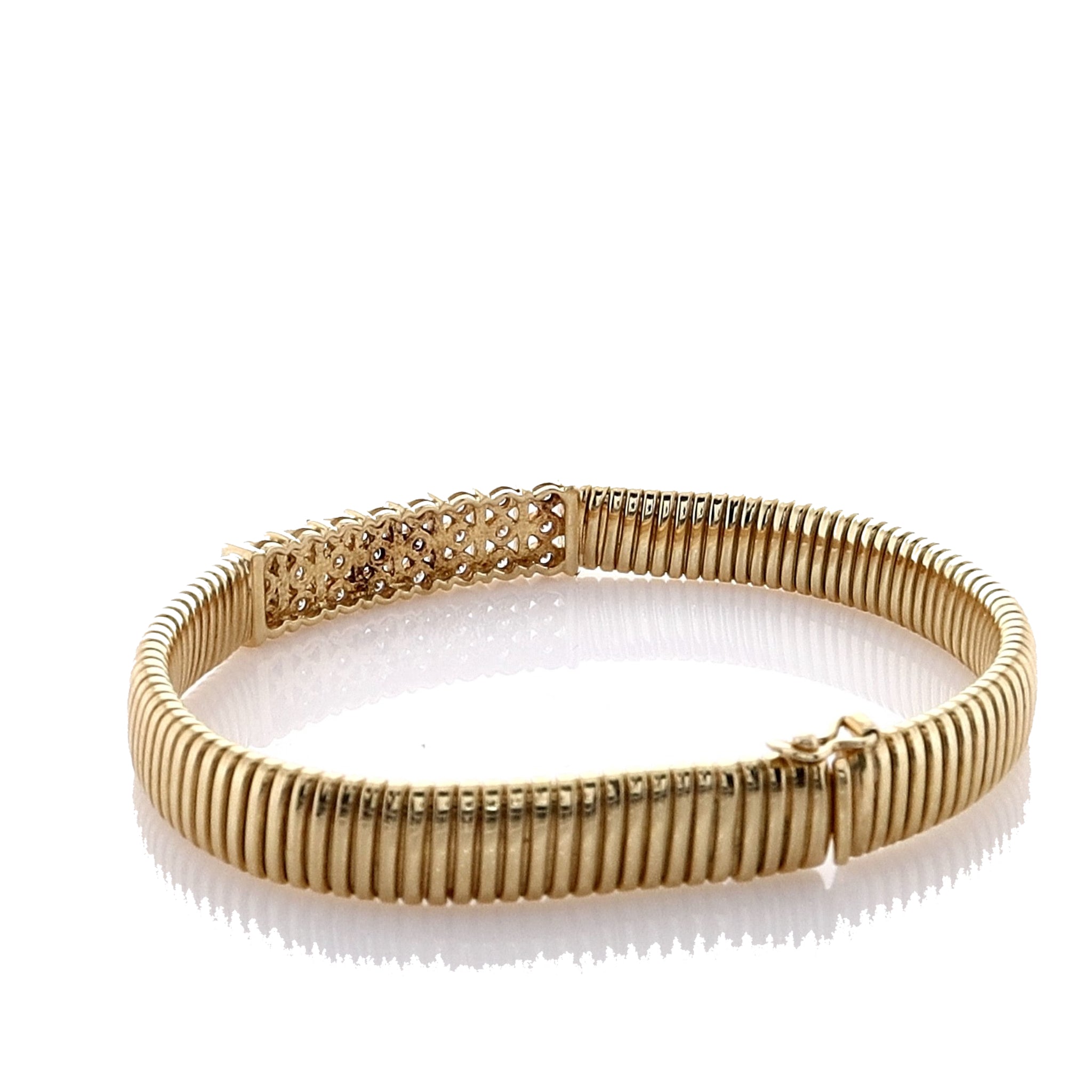 Exquisite Estate 18k Yellow Gold Tubogas Link Diamond Bracelet with a Length of 7.5 Inches