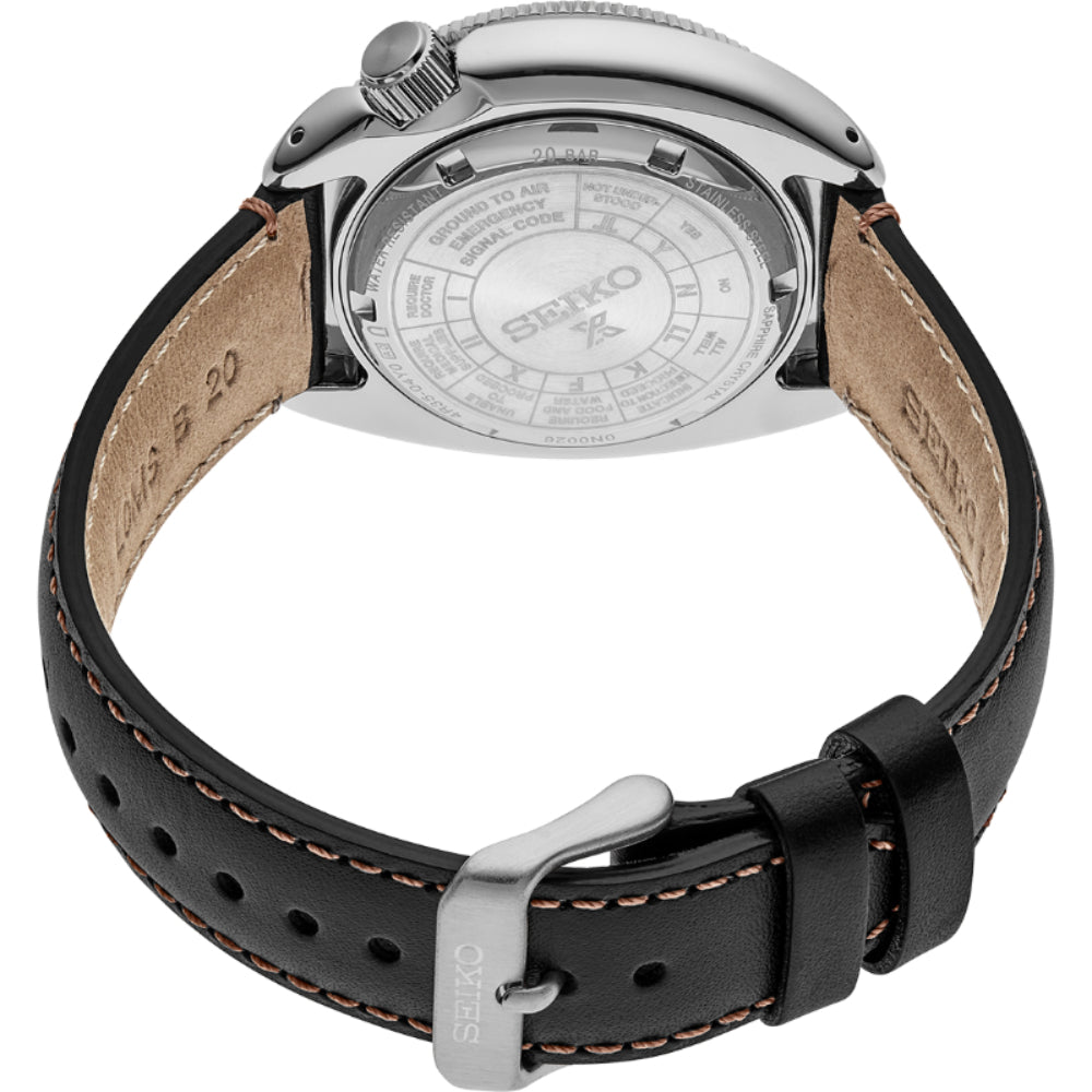 Seiko Prospex Land Series 43mm Automatic Watch with Black Dial and Compass Bezel SRPG17
