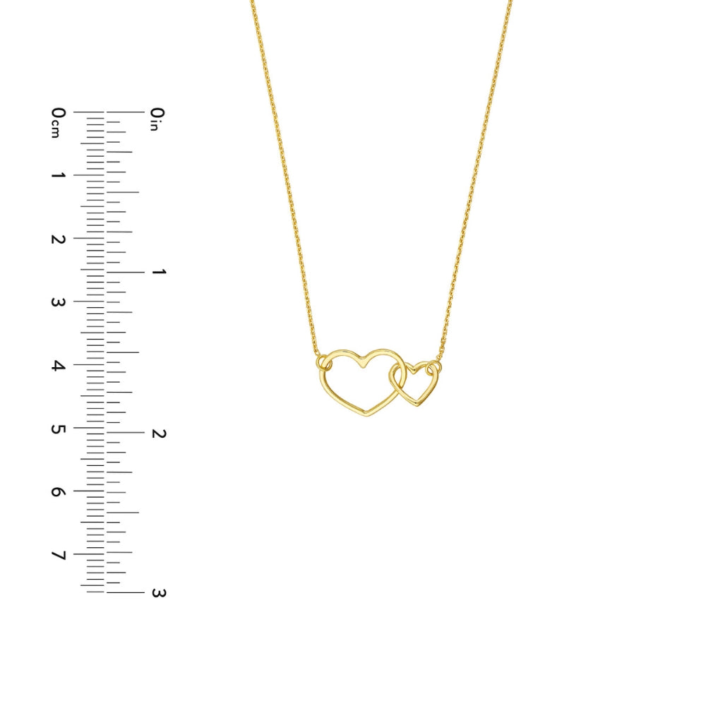 14k Gold Adjustable Interlocking Open Hearts Necklace