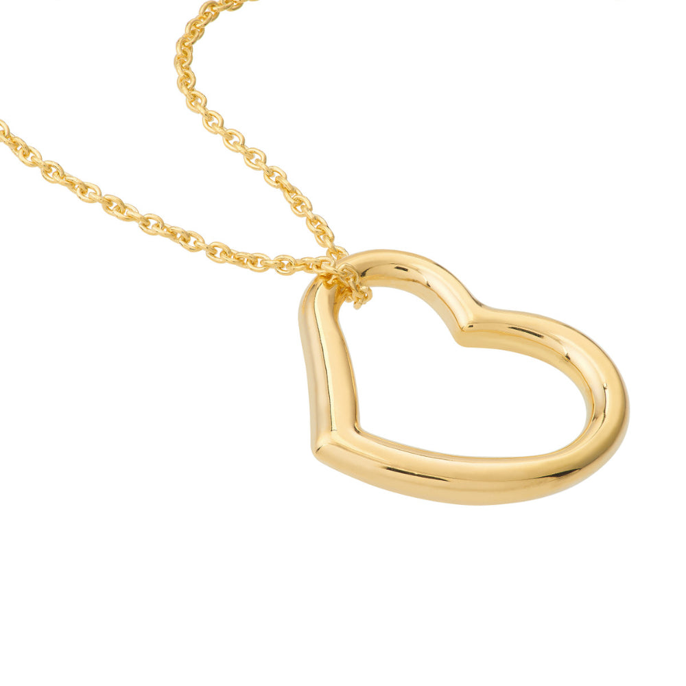 Exquisite 14k Gold Adjustable Open Heart Pendant Necklace for Your Wardrobe