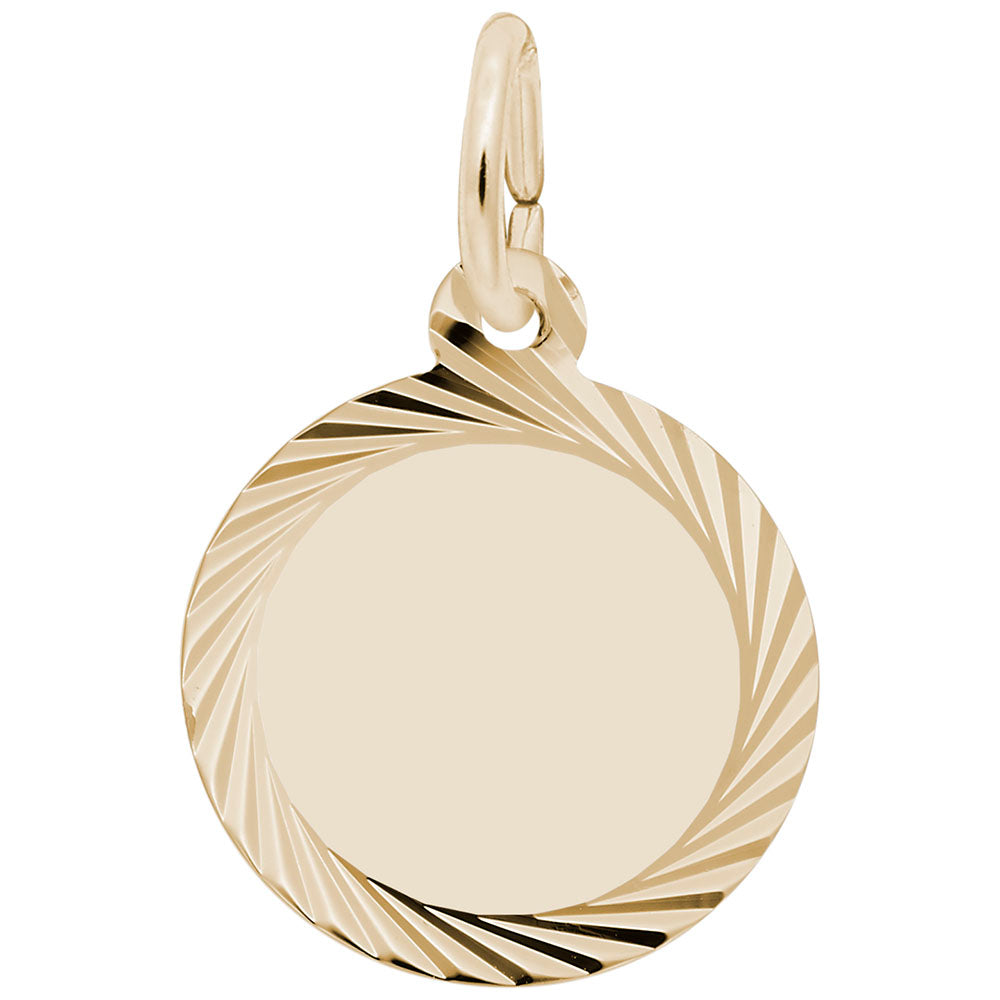 14k Gold Exquisitely Tiny Diamond-Cut Disc Charm for Jewelry Decoration