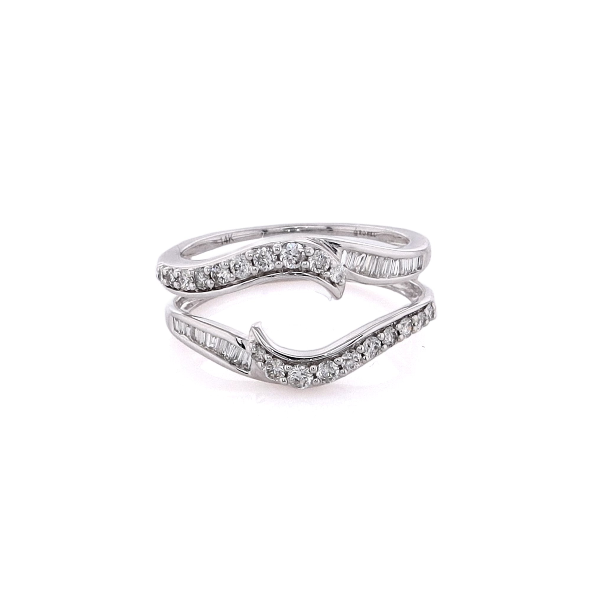 Exquisite 14K White Gold Diamond Ring Insert with 40 Diamonds