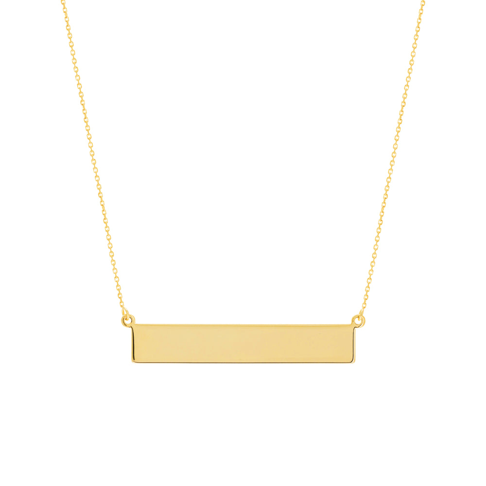 14k Gold Engravable Personalized Name Plate Bar Style Necklace for Fashion Jewelry Lovers