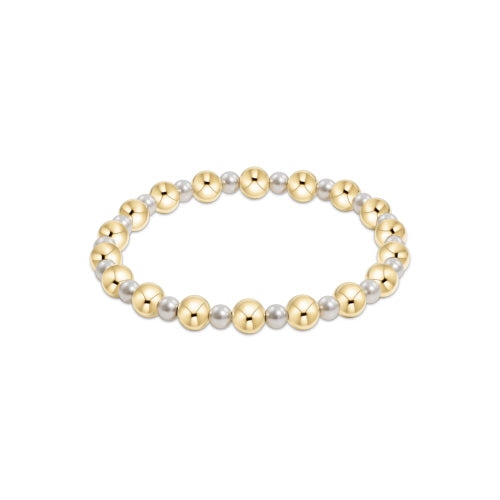 enewton 6.25-inch 4mm Pearl with 6mm Gold Grateful Pattern Bead Bracelet