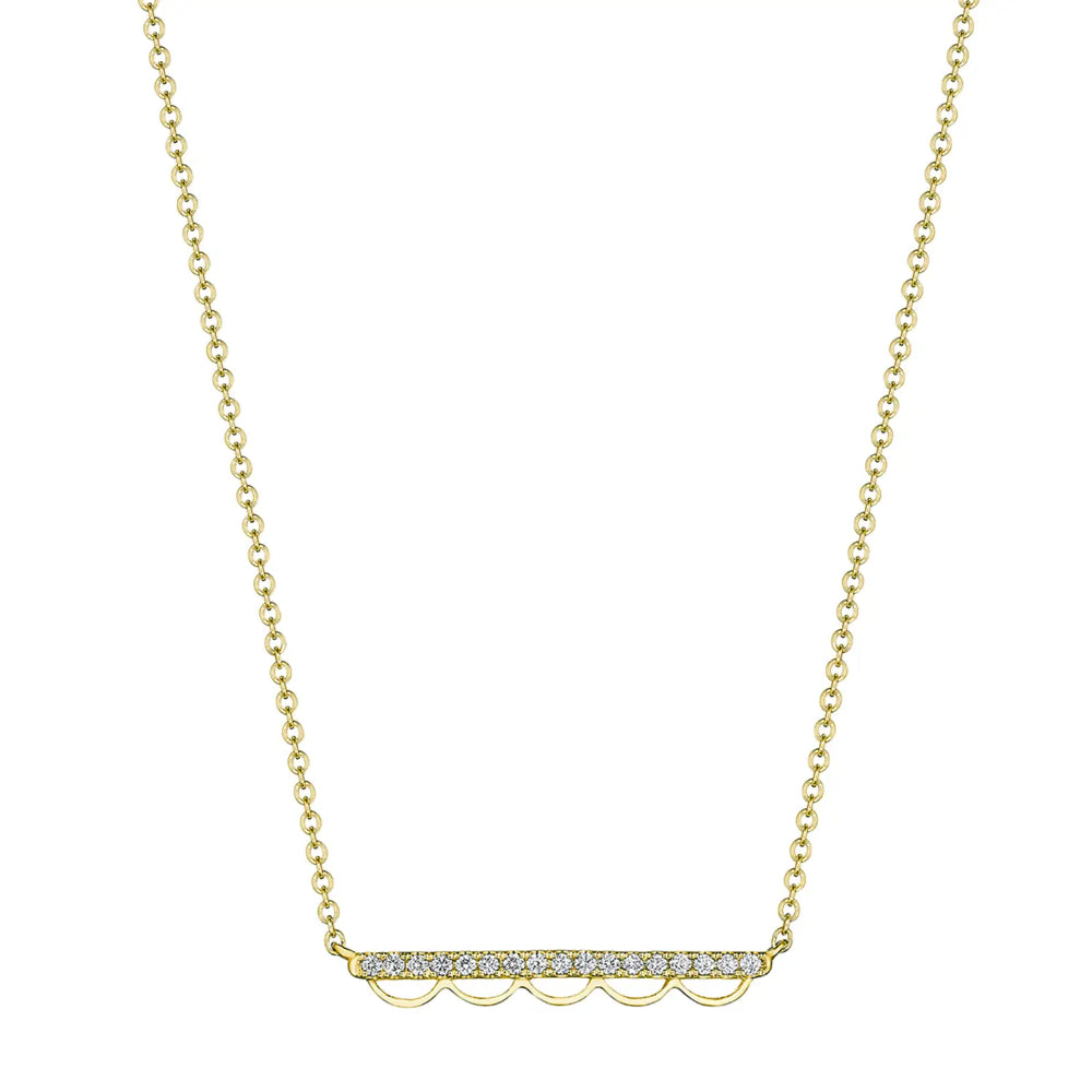 Tacori 14k White Gold Open Crescent Diamond Studded Bar Necklace