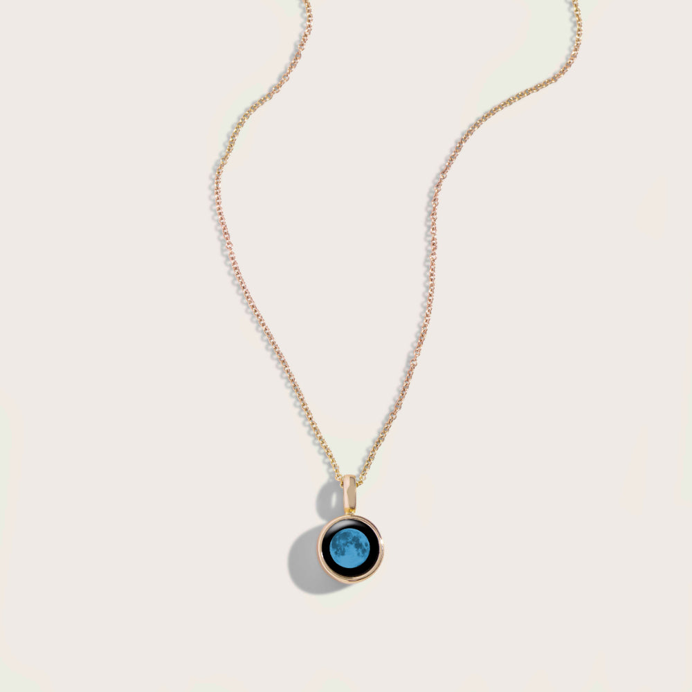Stunning Gold Moonglow Sky Light Moon Phase Jewelry Necklace