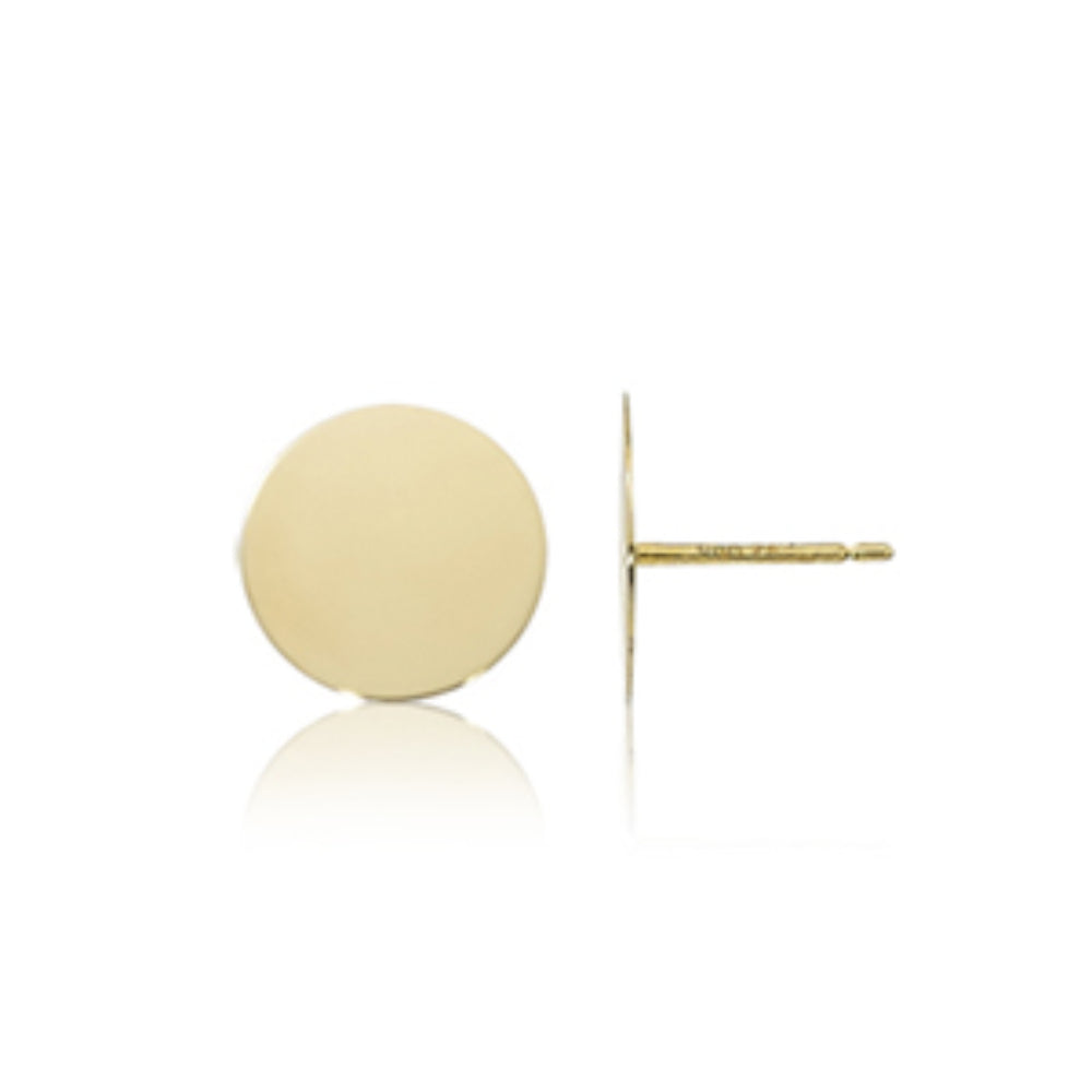14k Gold Circular Disk Stud Earrings for Women's Jewelry