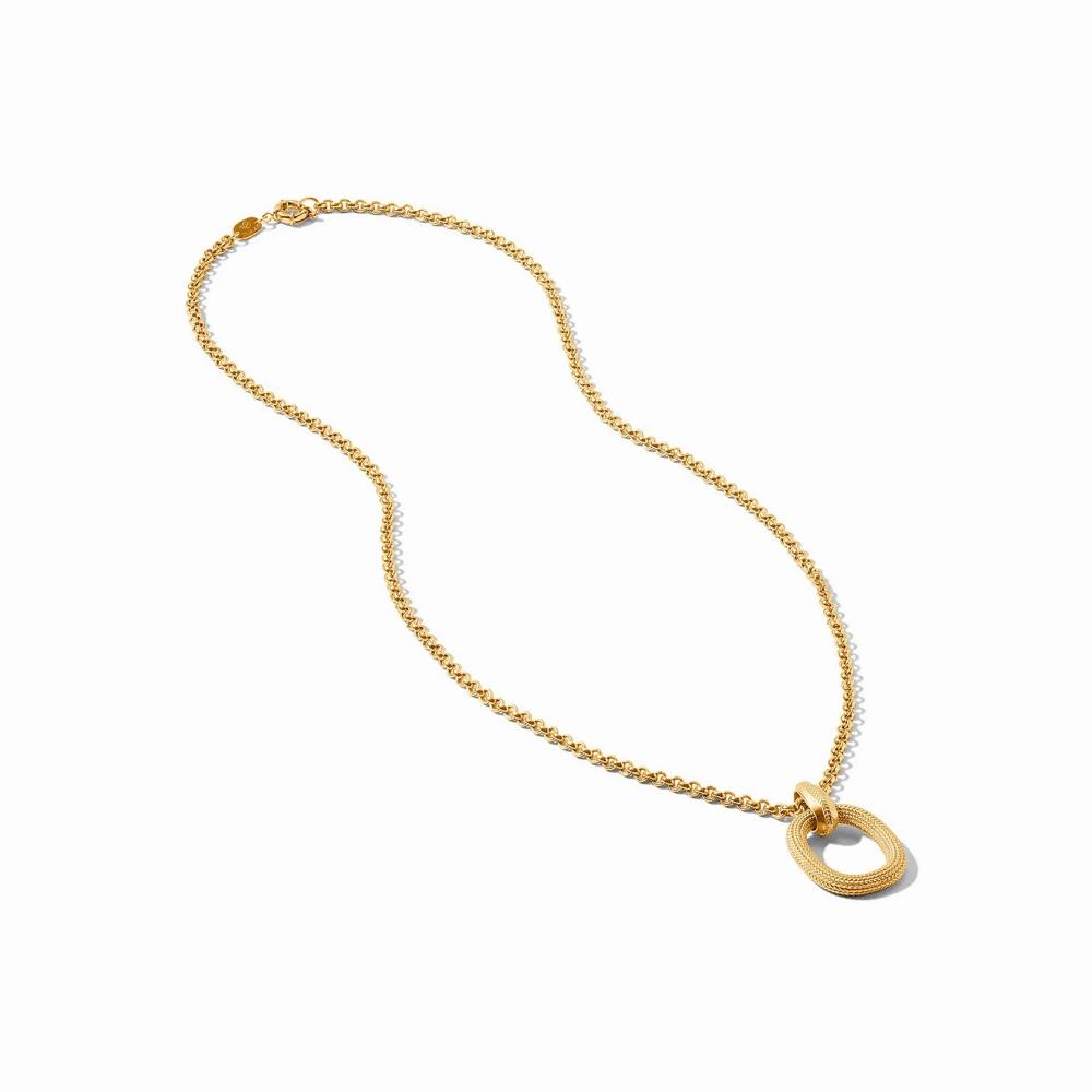 Julie Vos 24K Gold Plated Cheval Pendant Necklace with Polished Rolo Chain