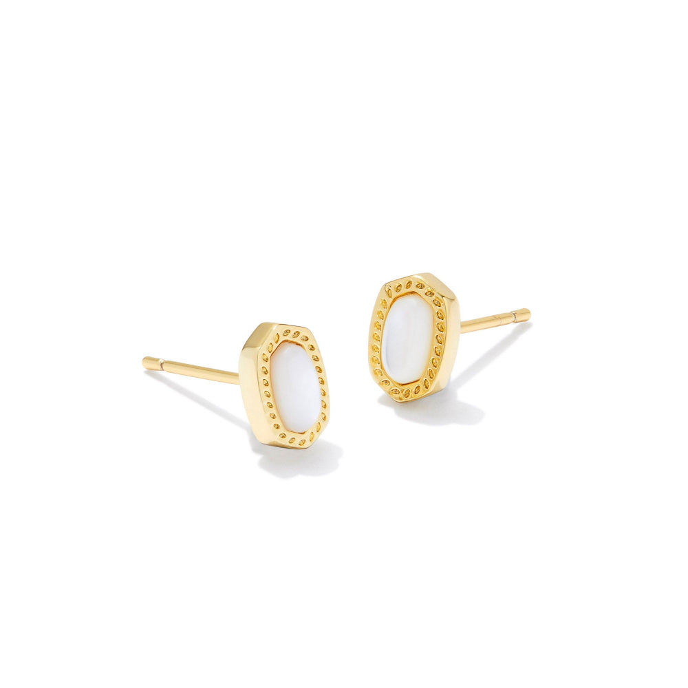 Kendra Scott Mini Ellie Gold Ivory Mother of Pearl Stud Earrings - A Dainty Jewelry Piece