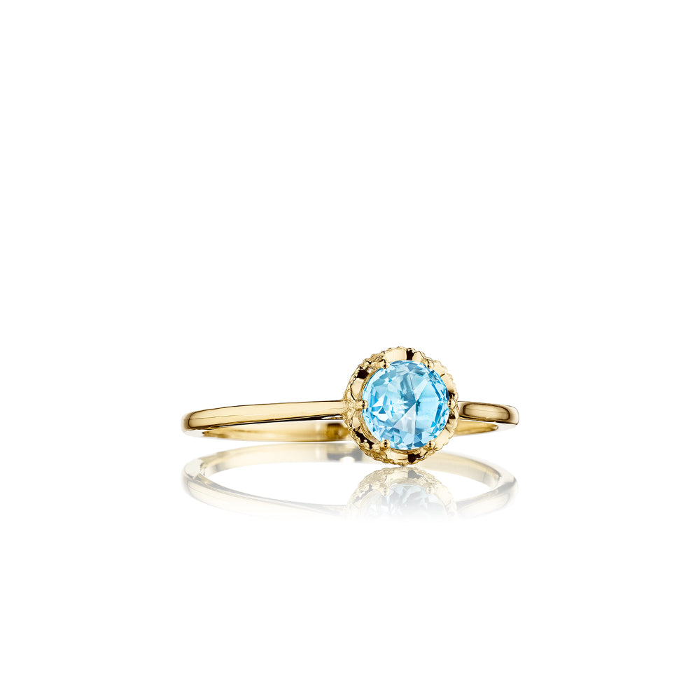 Tacori Delicate 14k Gold Petite Gemstone Crescent Crown Ring